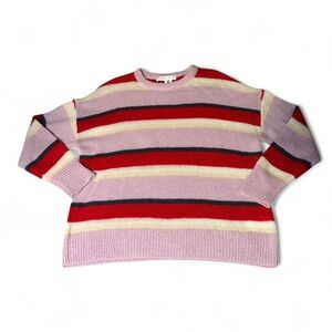 Mohair Blend Women’s Multicolor Striped Sweater Relaxed Fit Size Small